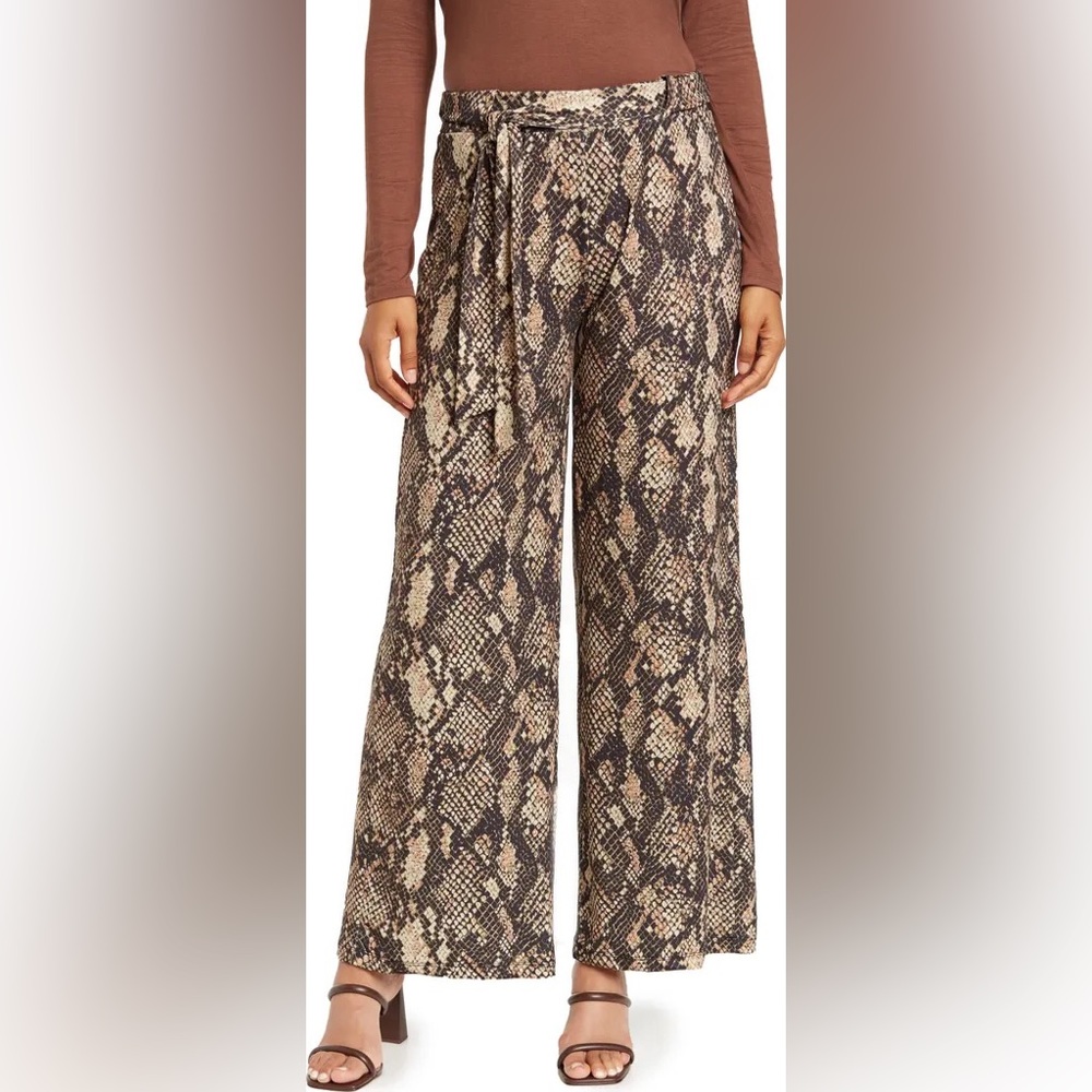 Philosophy Snake Print Pull-On Wide Leg Belt Pants NWT